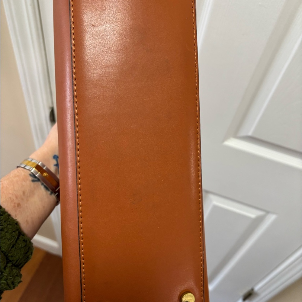 Tory Burch Eleanor Large Satchel Camel Italian Leather w Suede Gussets BNWT - Picture 8 of 16